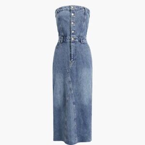 NWT Commense Strapless Denim Bodycon Midi Jean Dress Sz S  Western Cowgirl